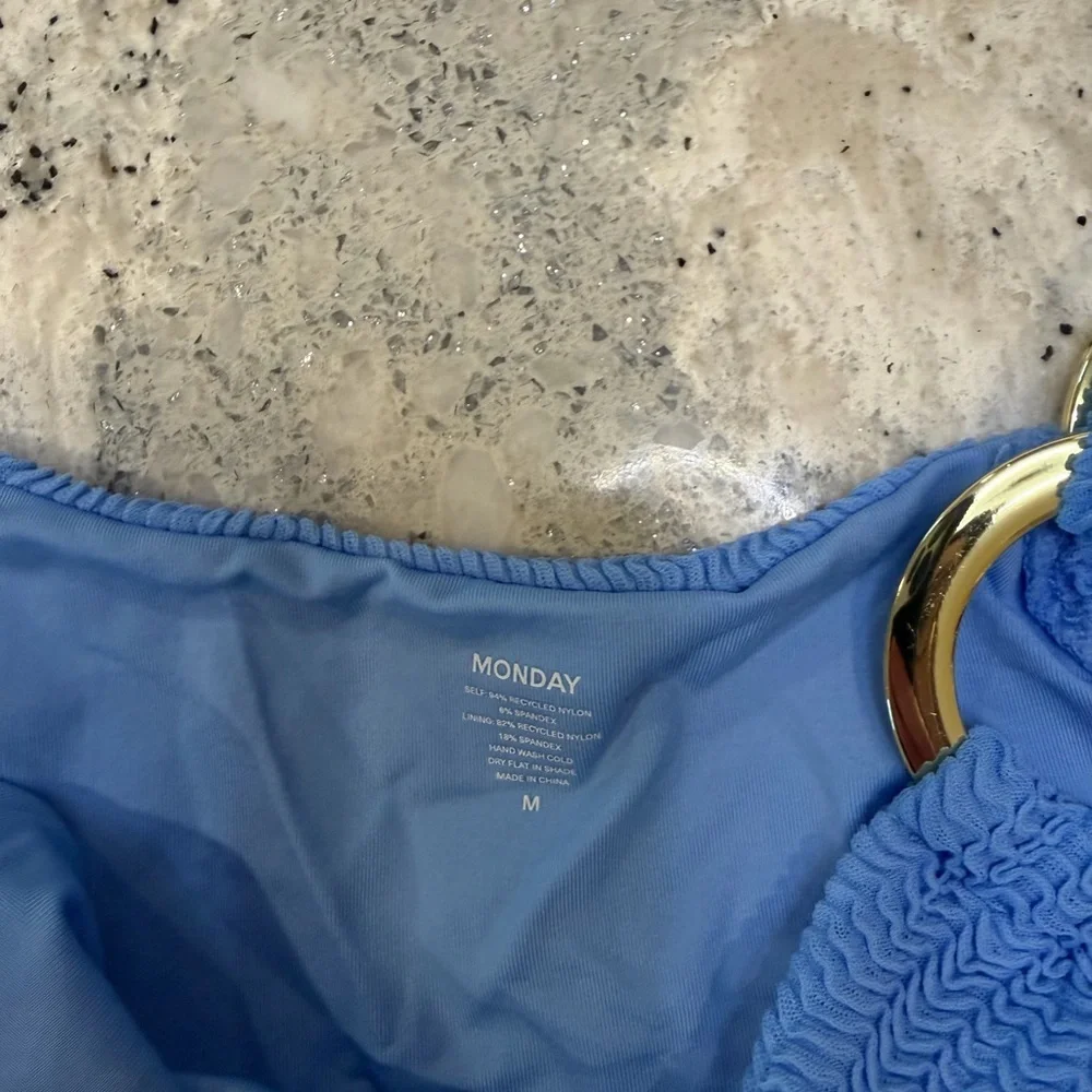 Monday Swimwear BRONTE BOTTOM - AZURE CRINKLE Size Medium